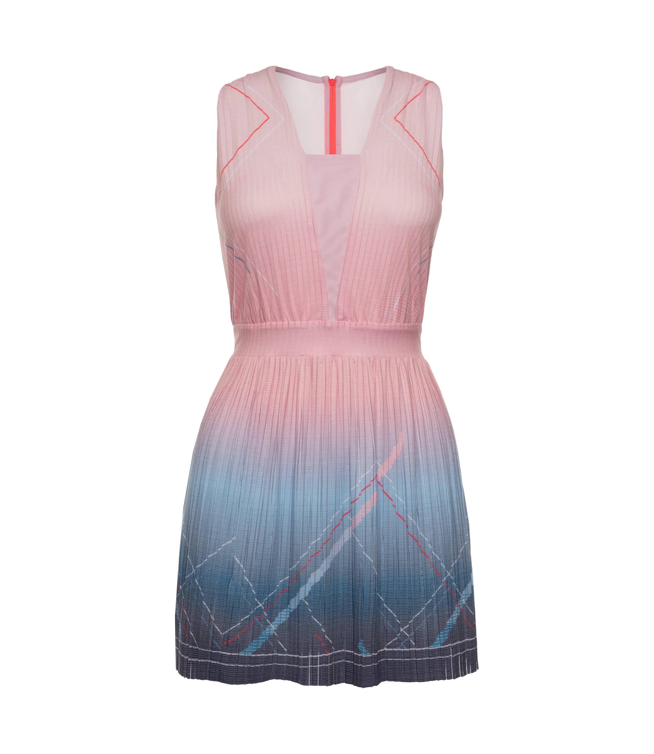 196046-466 | DEEP V PLEATED DRESS | SILVERLAKE BLUE