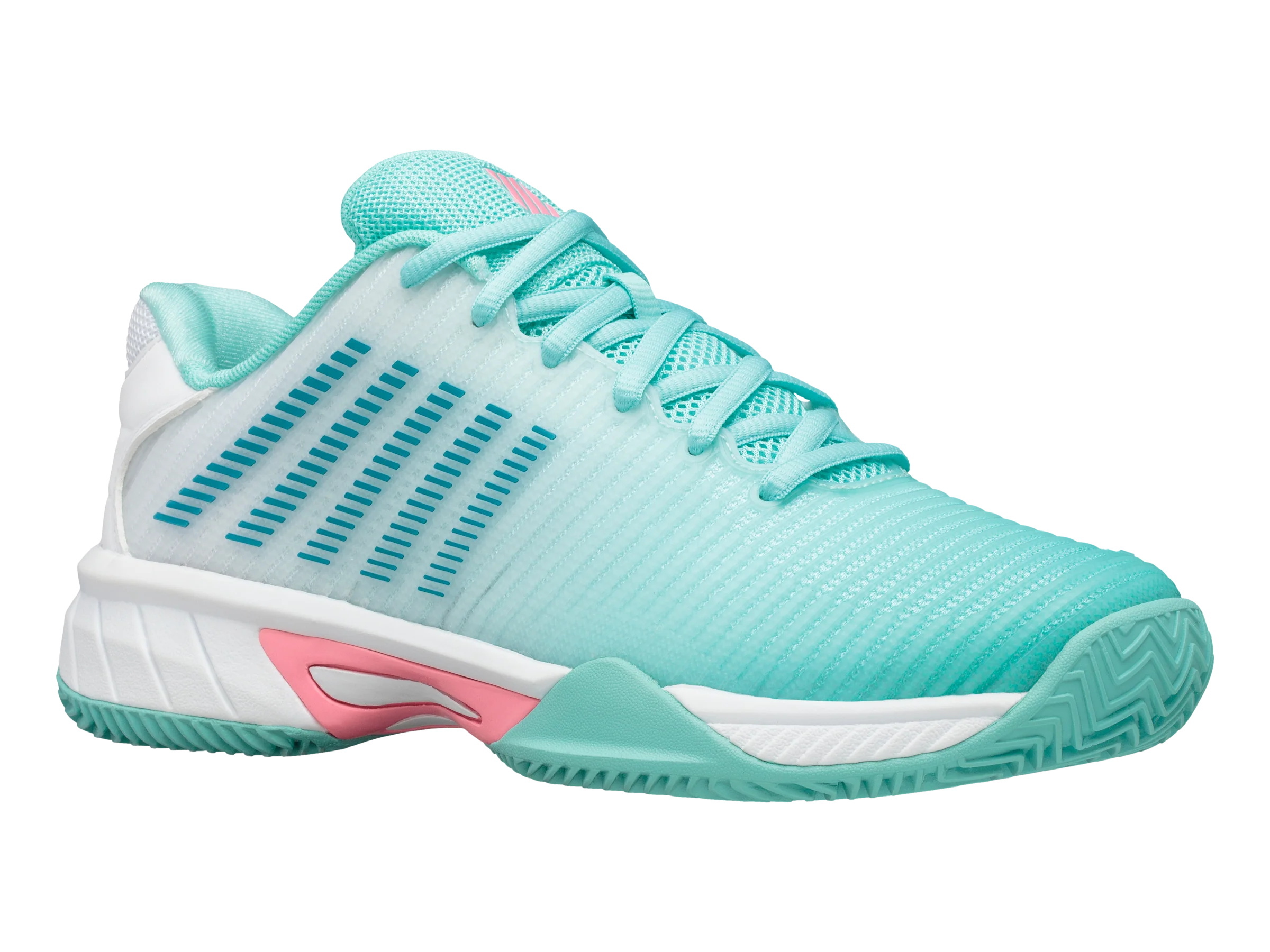 86614-439-M | HYPERCOURT EXPRESS 2 CLAY | ARUBA BLUE/WHITE/SOFT NEON PINK - Image 2