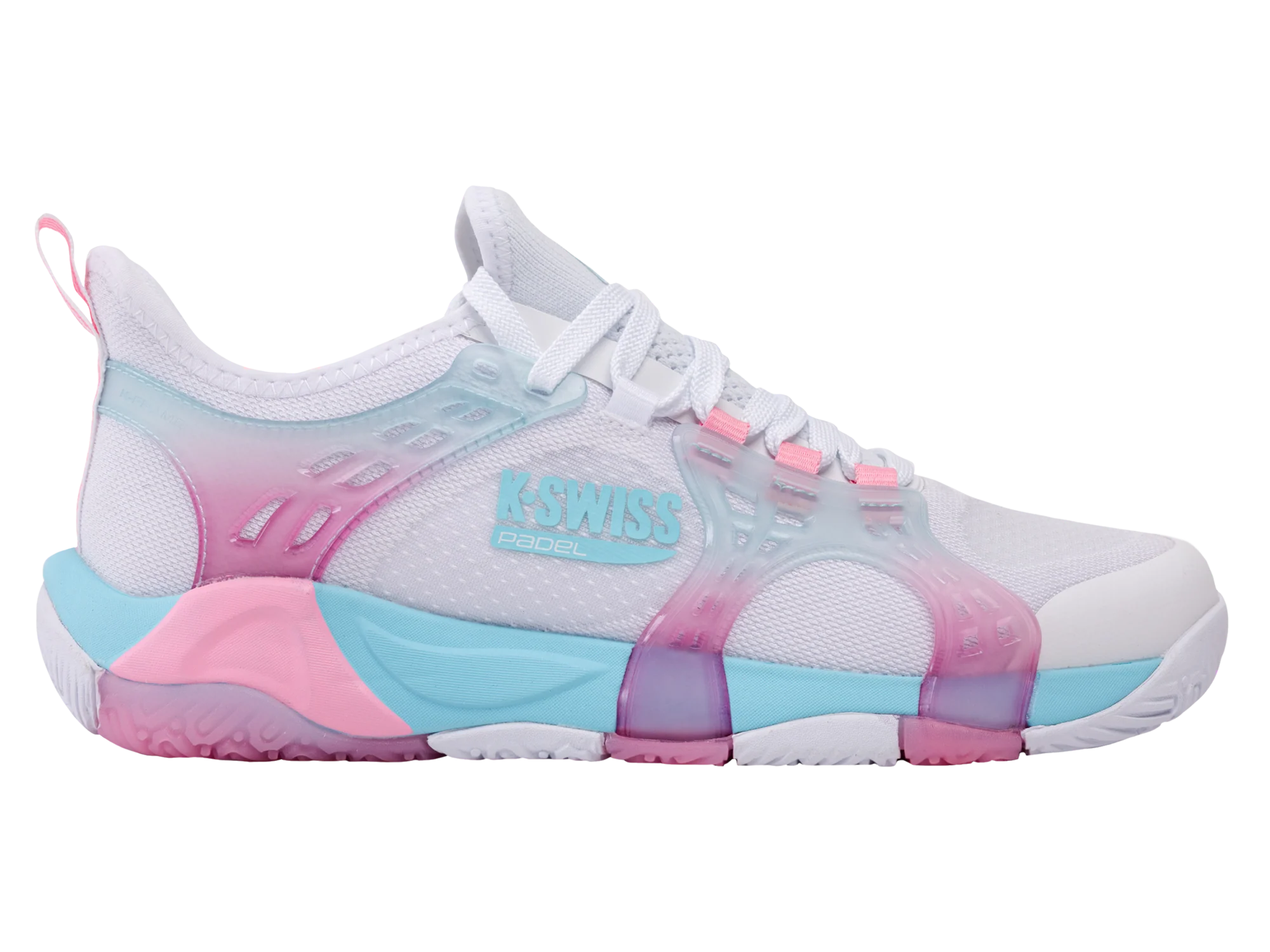 94597-146-M | K-FRAME PADEL | WHITE/SOFT NEON BLUE/NEON BUBLE GUM